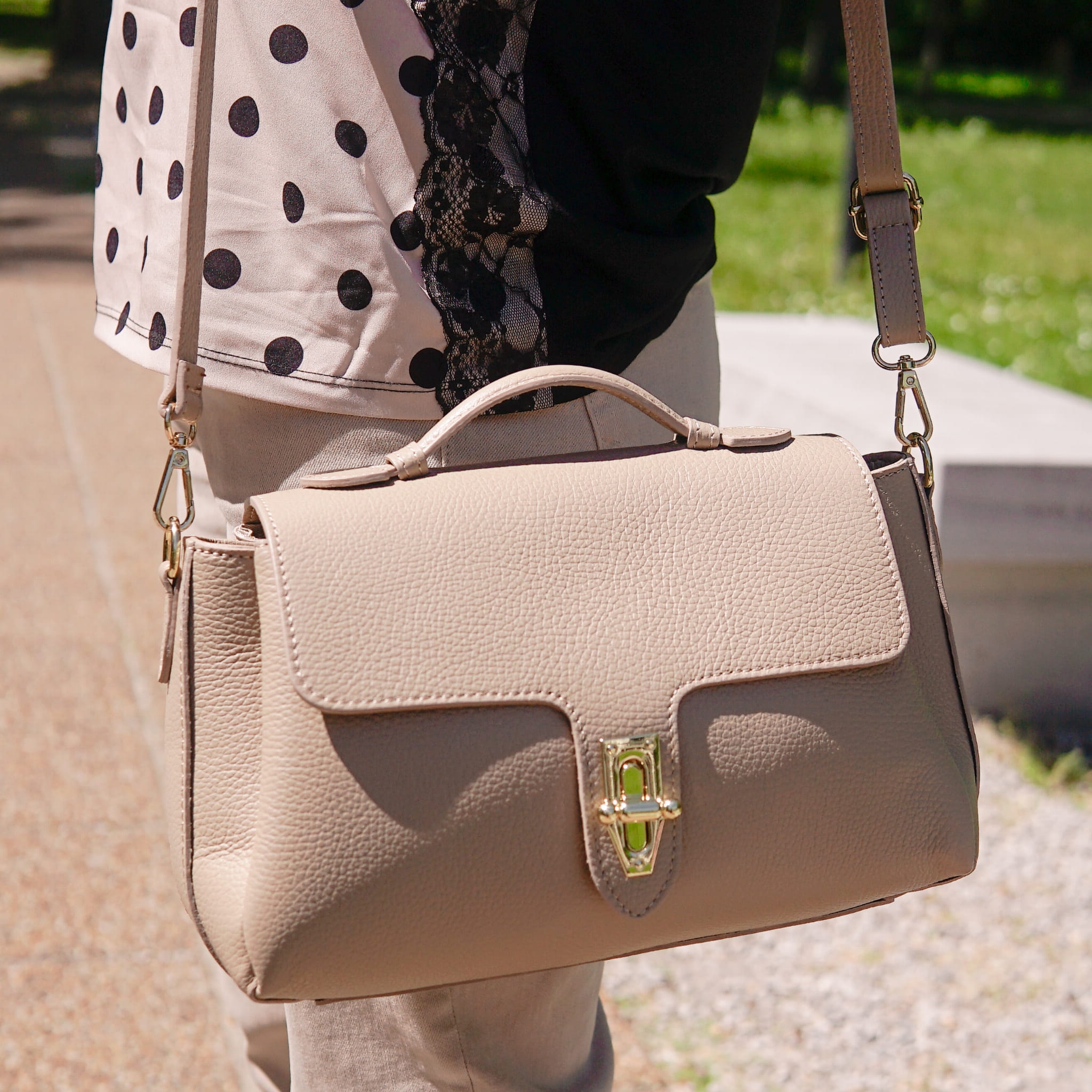 Torebka Damska skóra naturalna Federica Beżowa (złoto)