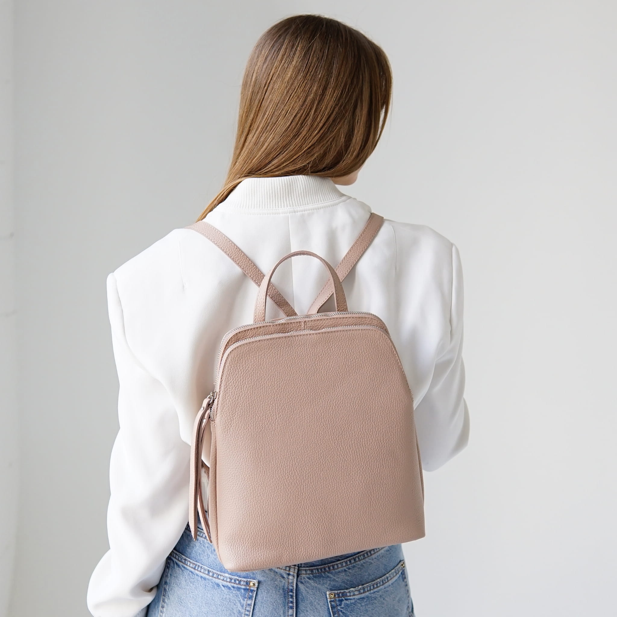 Plecak Damski skóra naturalna Dora Pudrowy