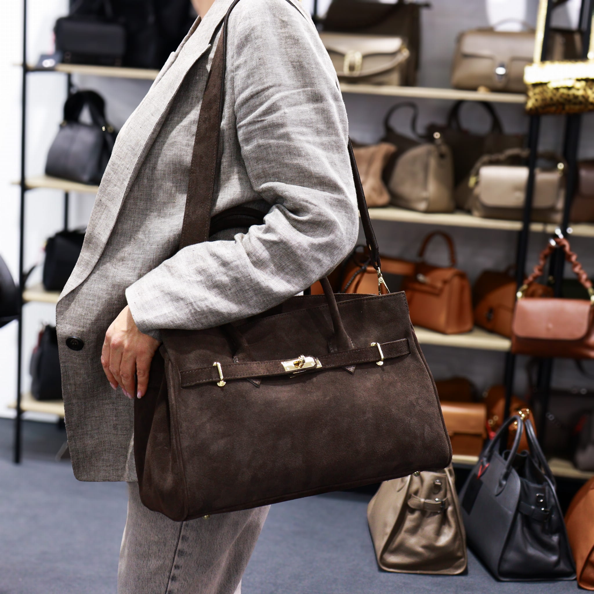 Torebka Damska, zamszowa Nella Espresso 