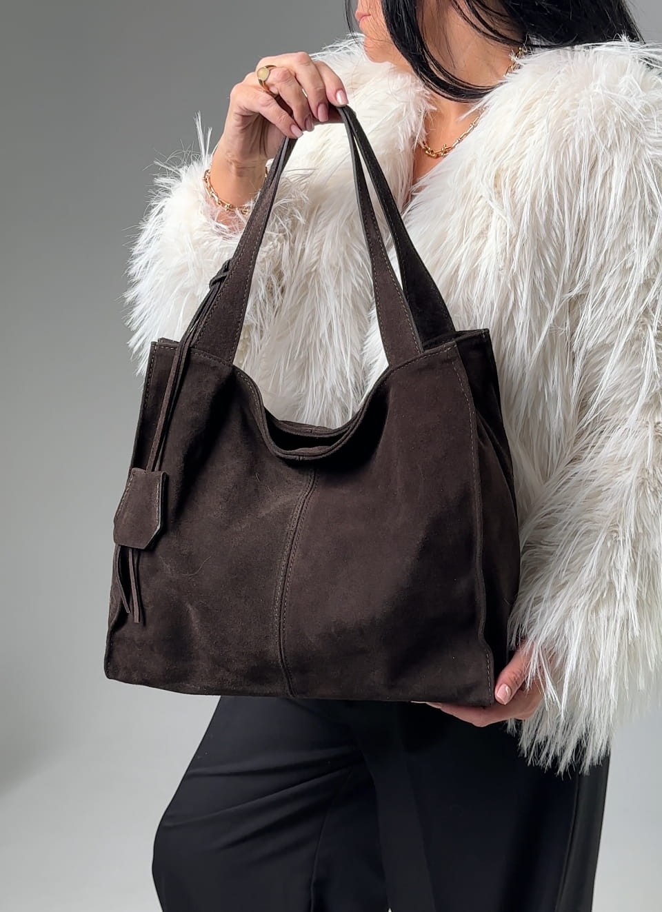 Torebka Damska, zamszowa Elif Espresso (zamsz) 