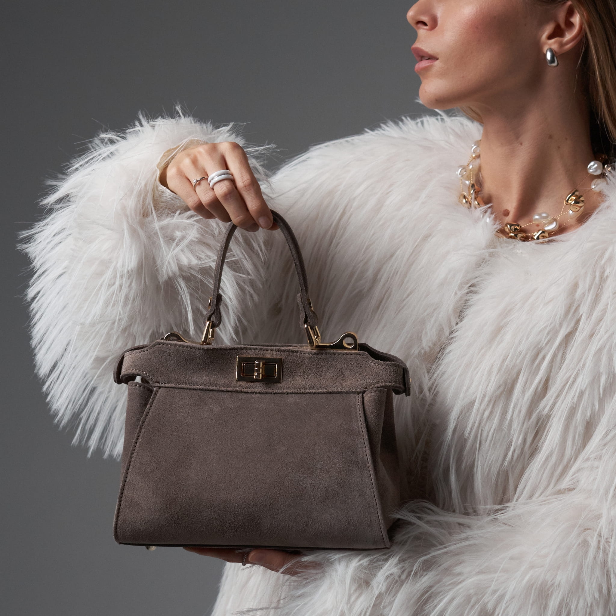 Torebka Damska, zamszowa Judy Cappucino (zamsz)