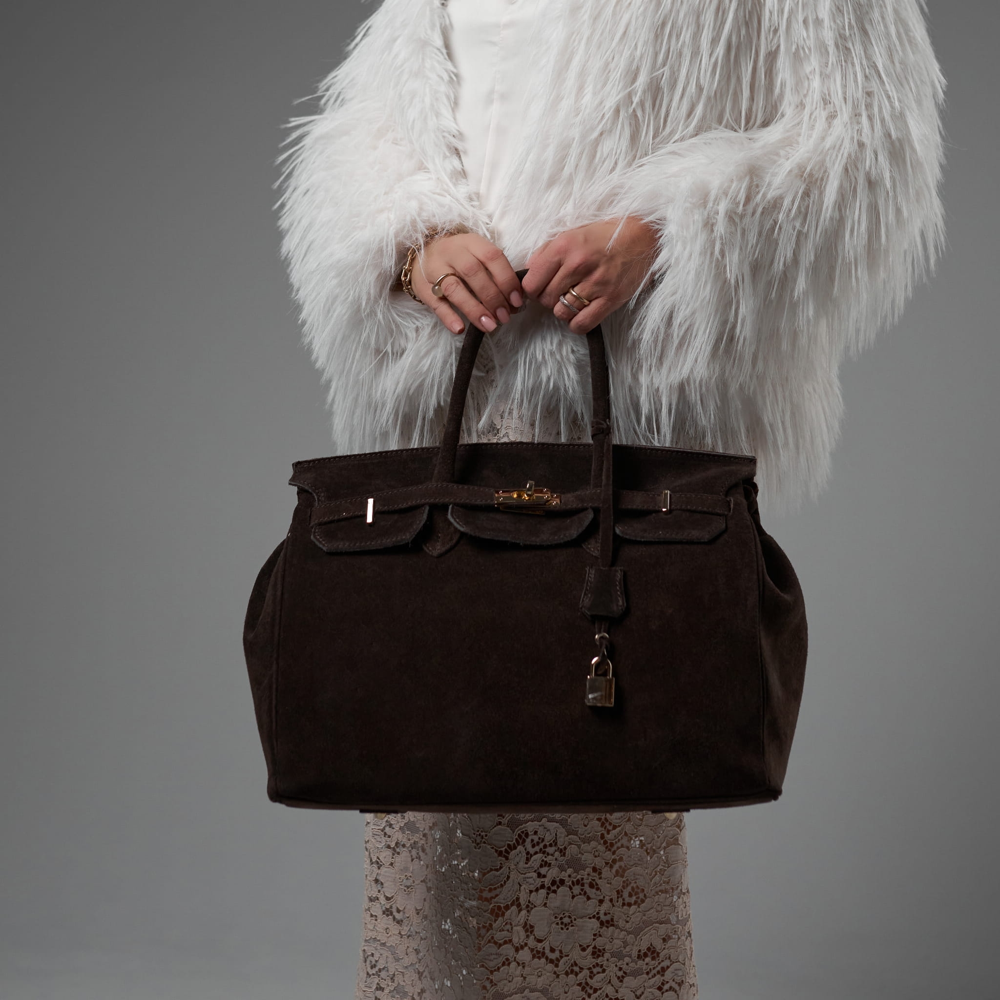 Torebka Damska Linda z Zamszu w Kolorze Espresso (zamsz)