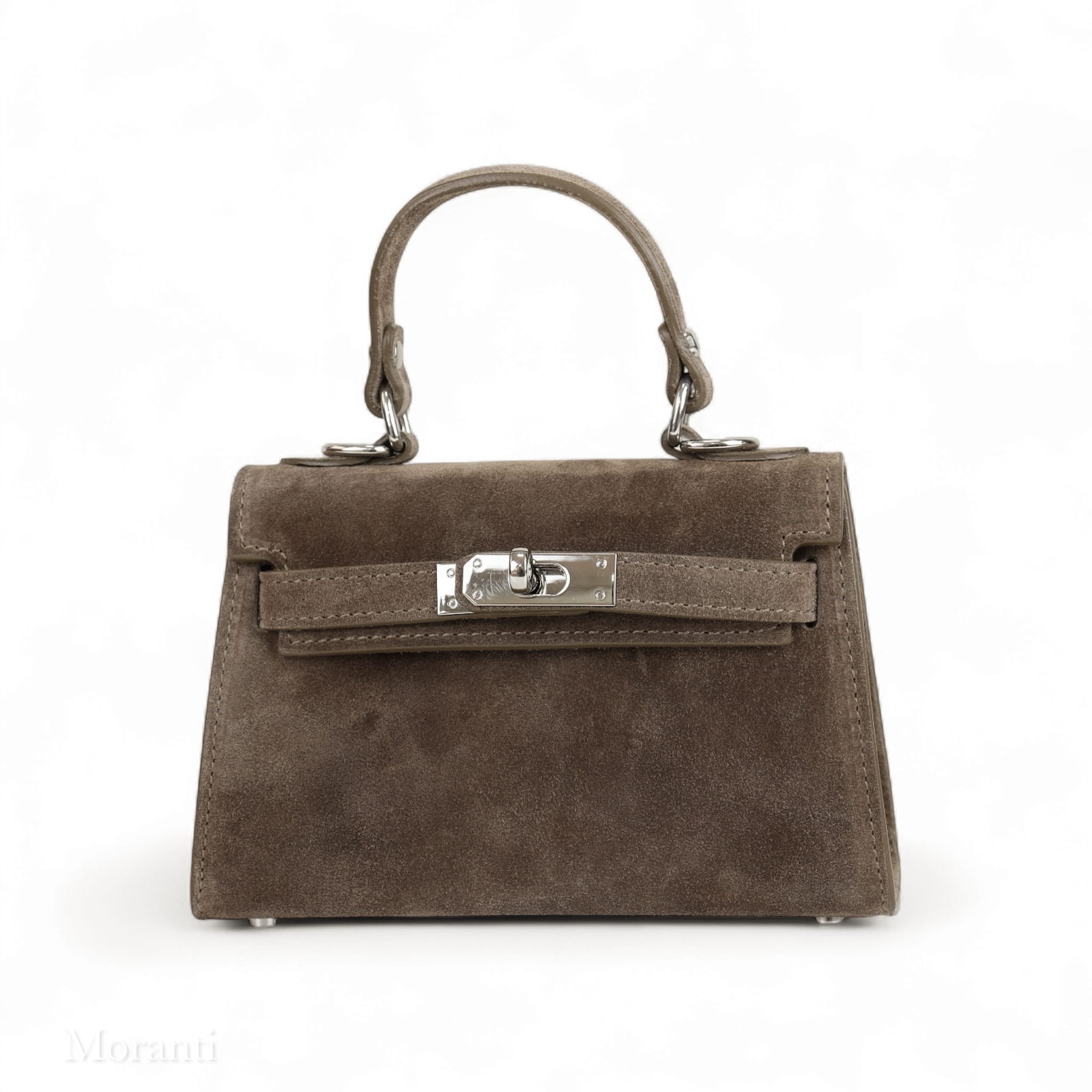 Torebka Damska Kuferek skóra zamszowa Emily Cappuccino (zamsz) srebro