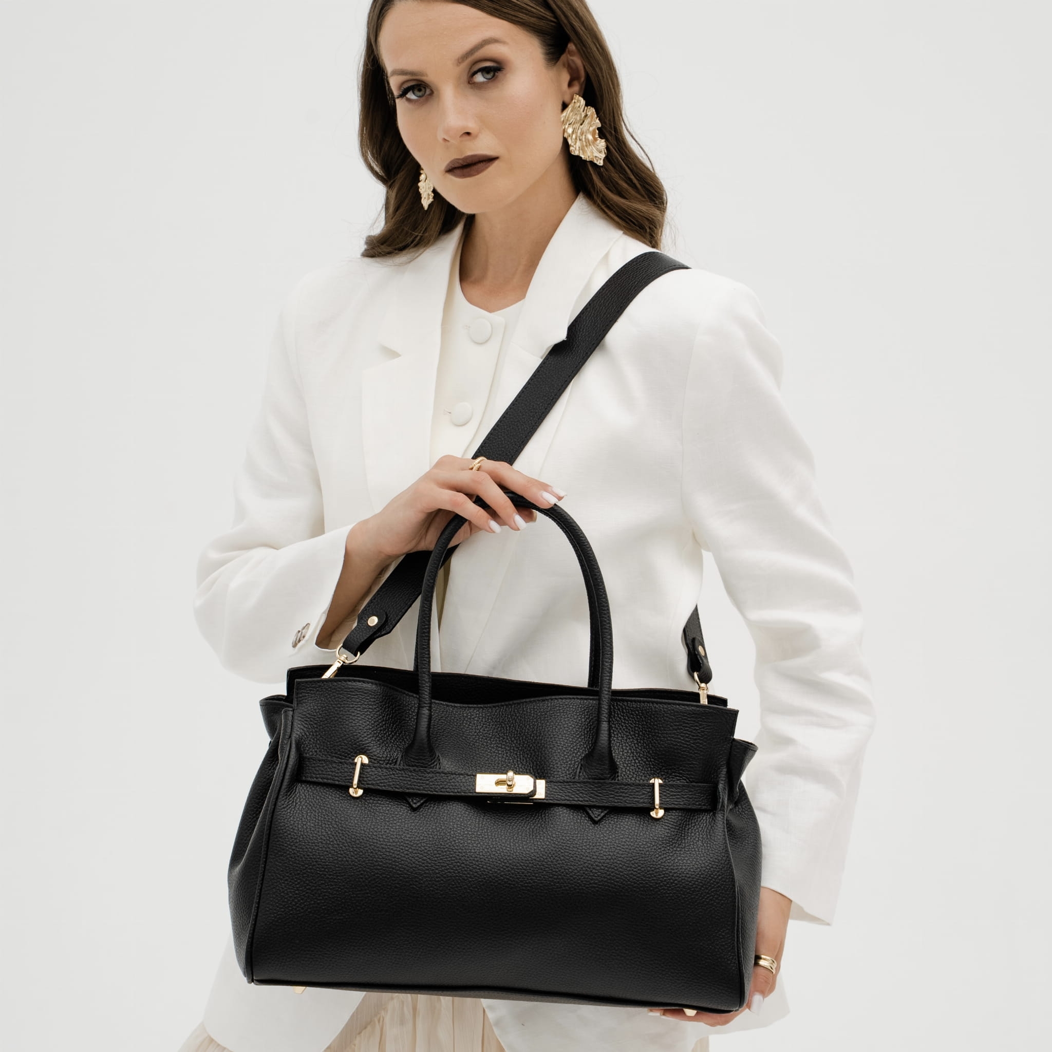 Torebka Skórzana Damska Nella Czarna (skórzana) 