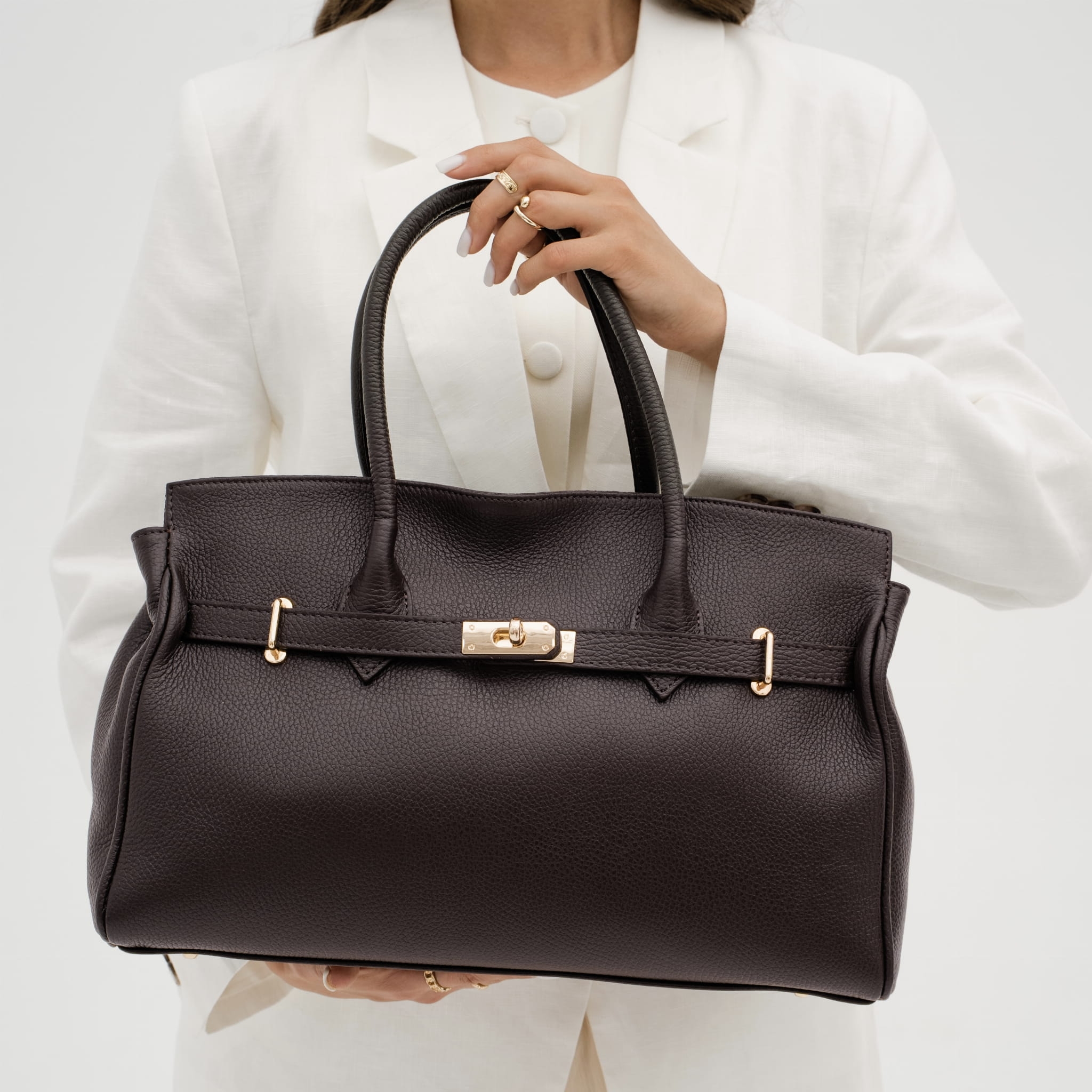 Torebka Skórzana Damska Nella Espresso (skórzana) 