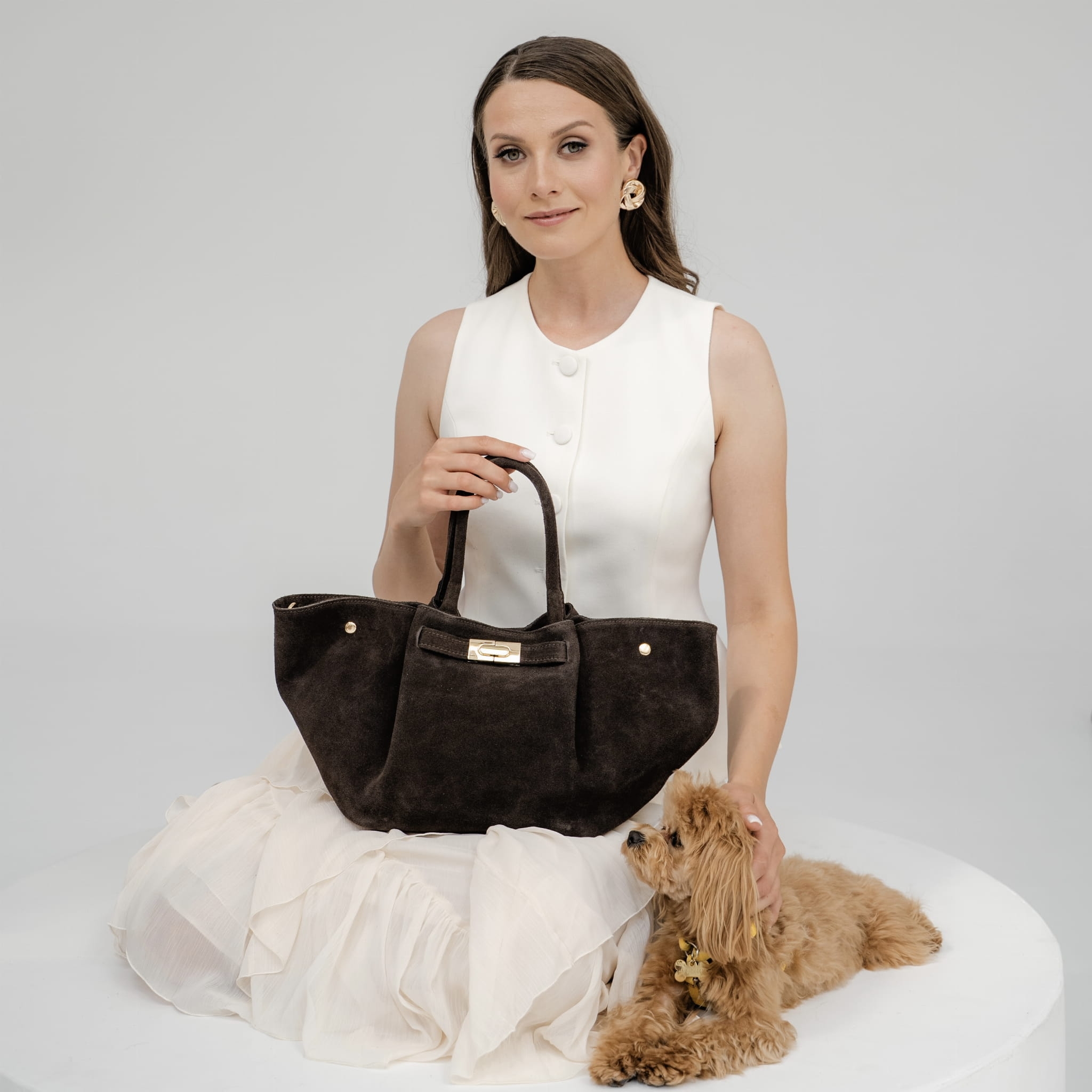 Torebka Damska, zamszowa Balbina Espresso (zamsz)