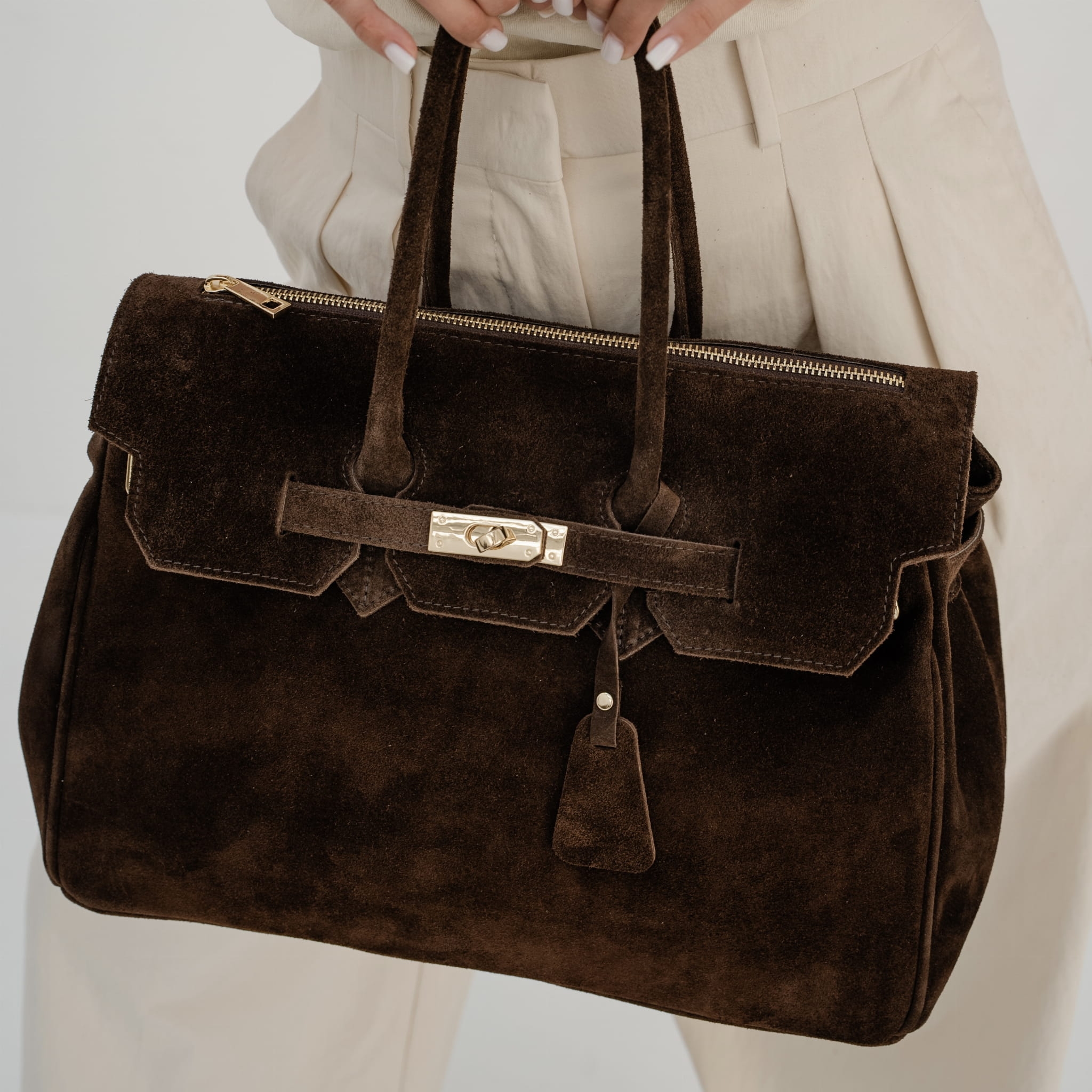 Torebka damska skóra zamszowa Livia Czekoladowa (zamsz) 