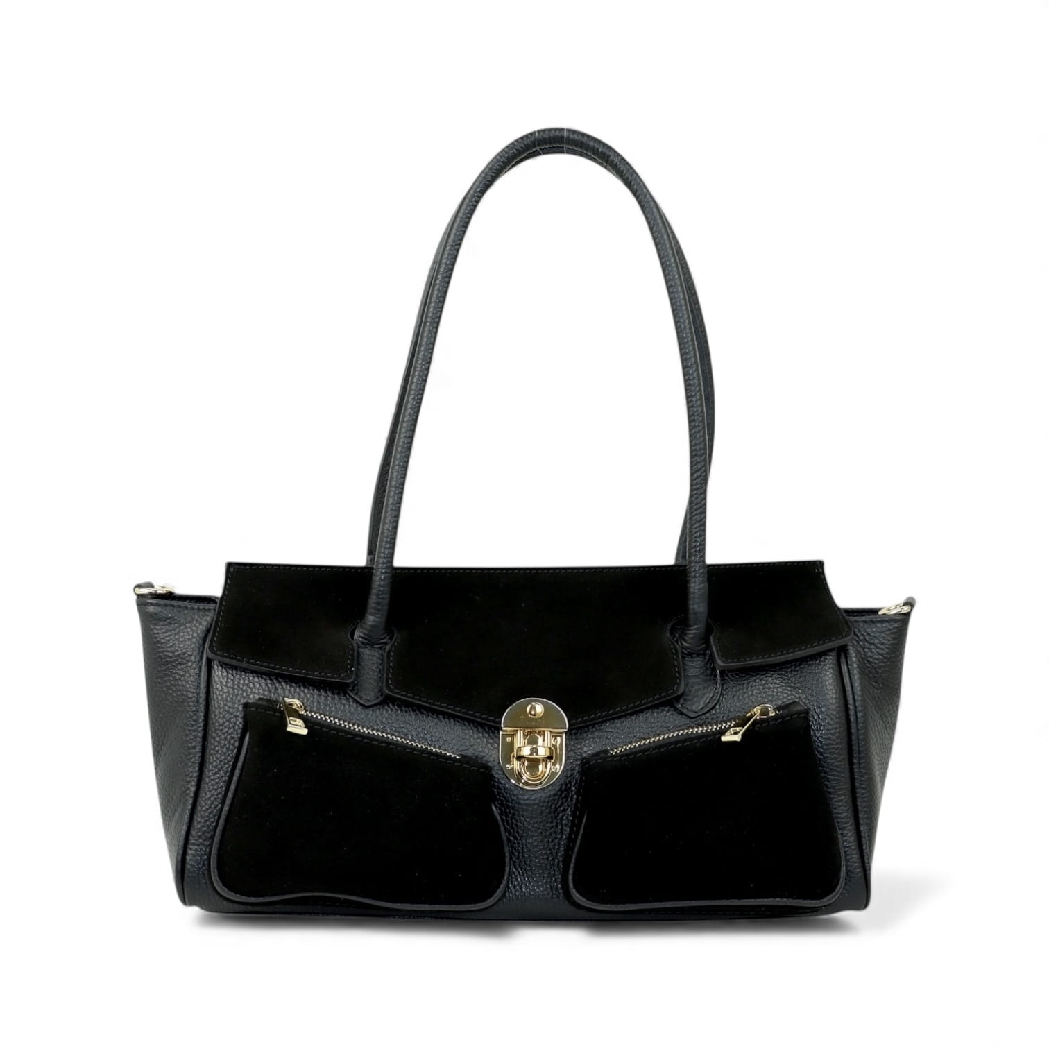 Torebka Skórzana Prisca Czarna Klasyczna Elegancja dla Kobiet (skórzana) 