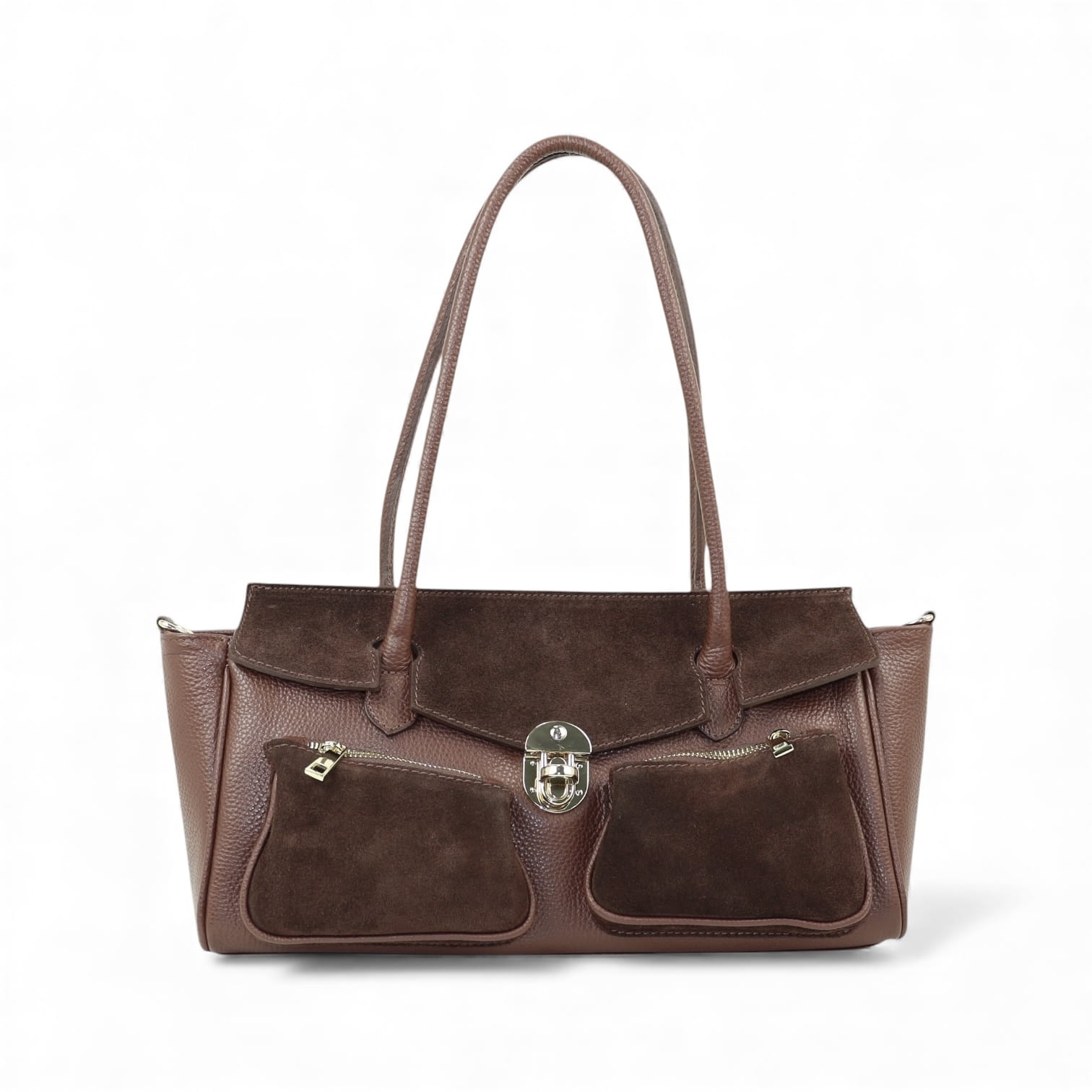 Torebka Skórzana Prisca Czekoladowa Klasyczna Elegancja dla Kobiet (skórzana) 