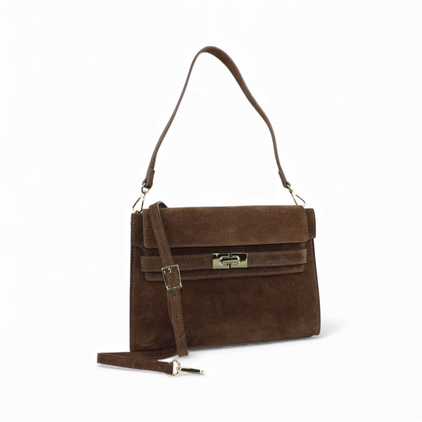 Torebka Kuferek skóra zamszowa Mira Czekoladowa (zamsz)