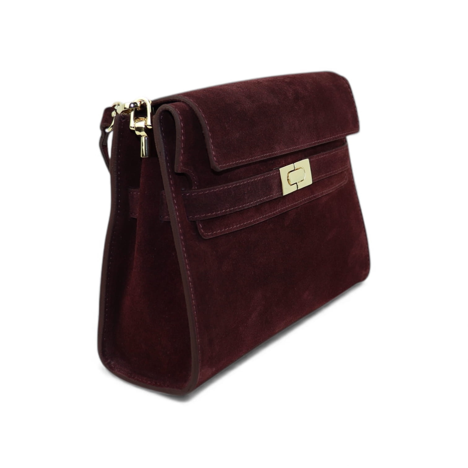 Torebka Kuferek skóra zamszowa Mira Bordowa (zamsz)