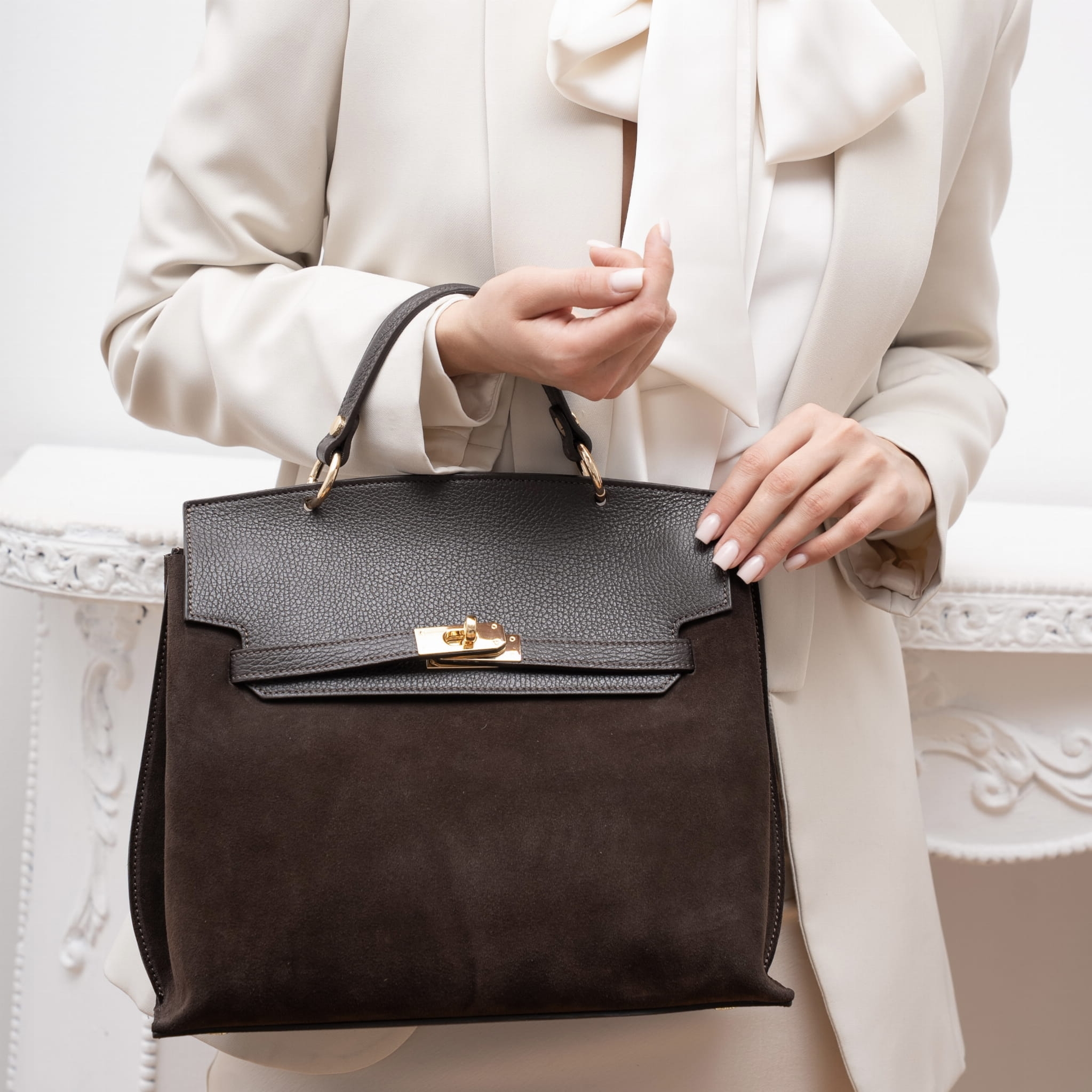 Torebka Zamszowa Damska Ava Espresso (Zamsz)