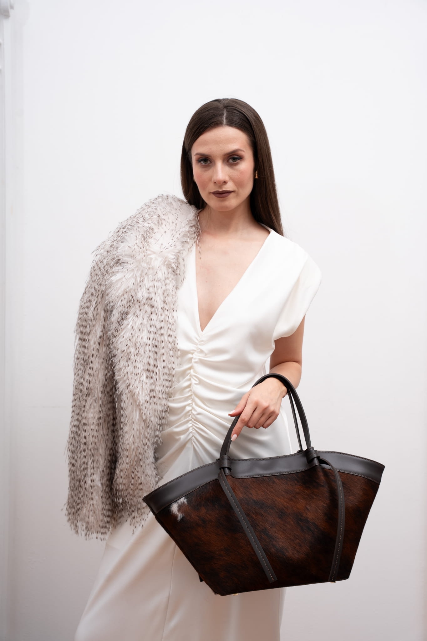 Torebka Damska Futrzana Skórzana Vespera-M Espresso