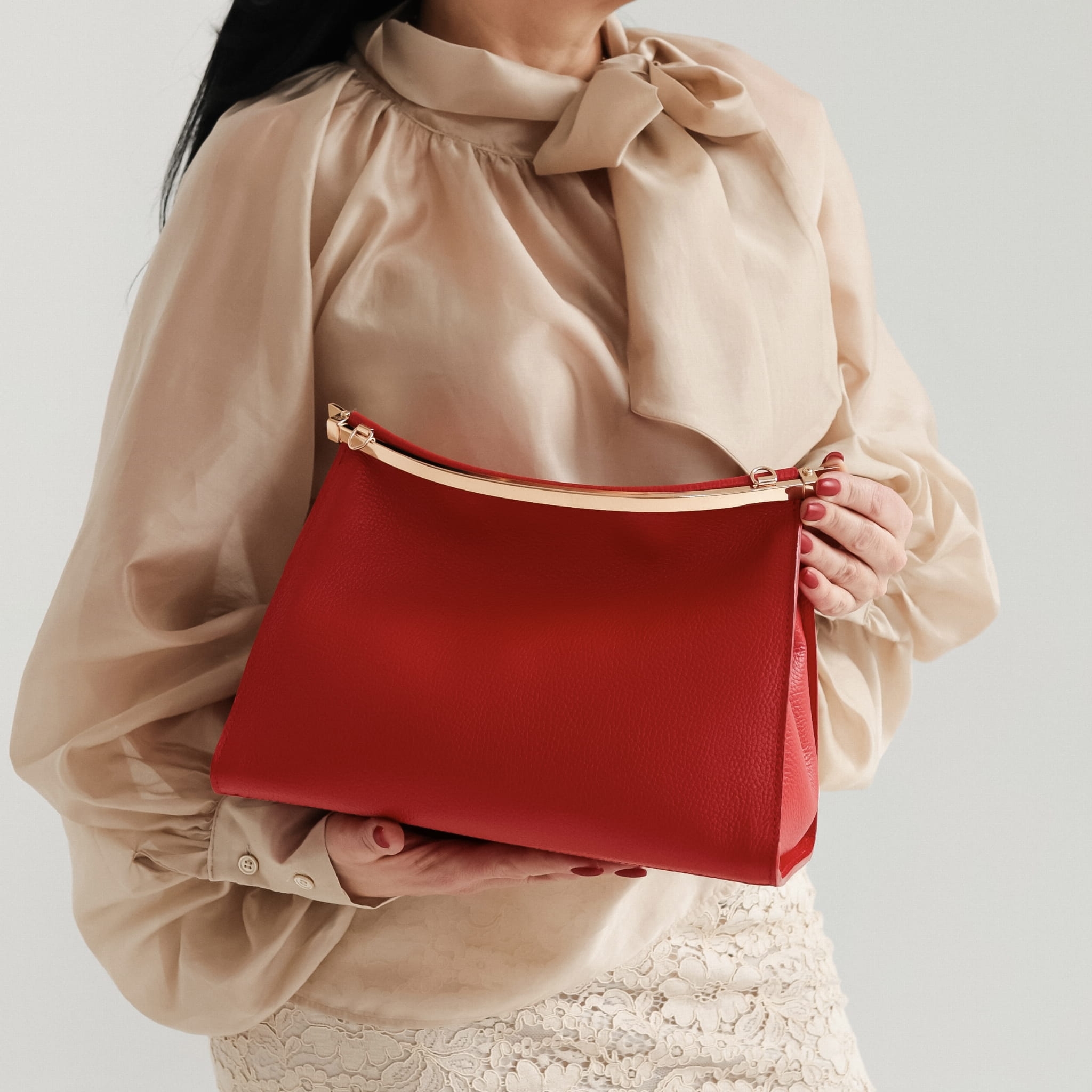 Torebka Damska Listonoszka Skórzana Delina MAXI Czerwona