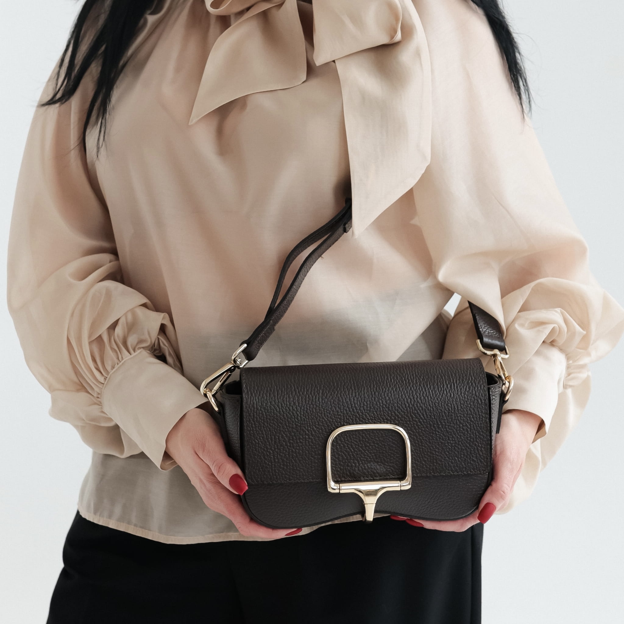 Torebka Damska Listonoszka Skórzana Dorina Espresso (skóra)