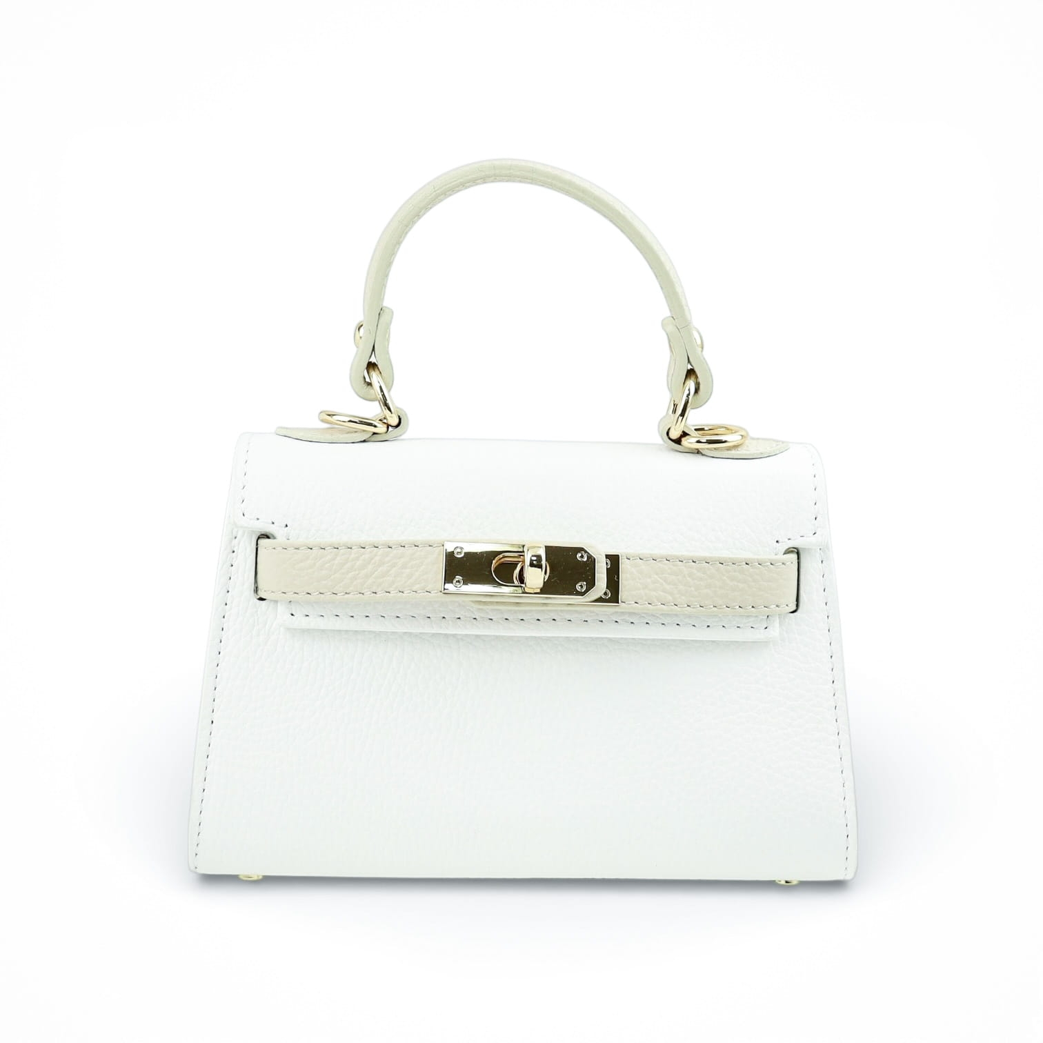 Torebka Damska Kuferek, skóra naturalna Emily Biały-Beżowy