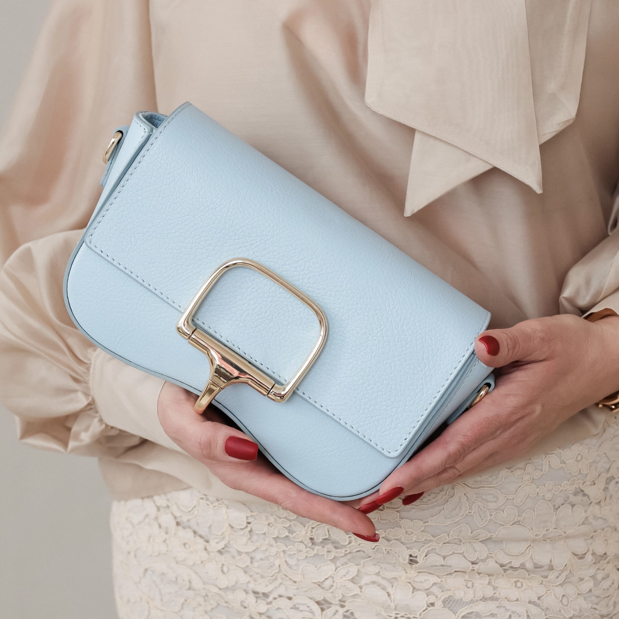 Torebka Damska Listonoszka Skórzana Dorina Błękitna (skóra)