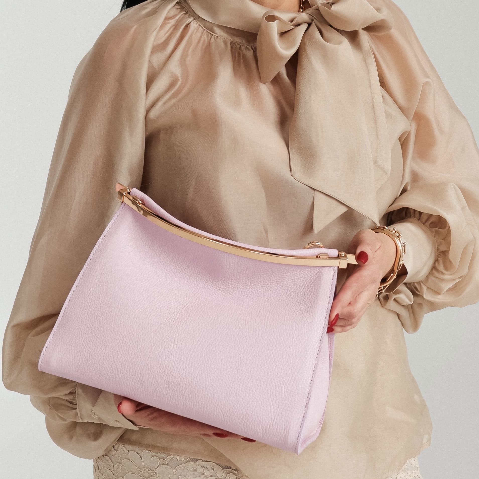 Torebka Damska Listonoszka Skórzana Delina MAXI Różowa