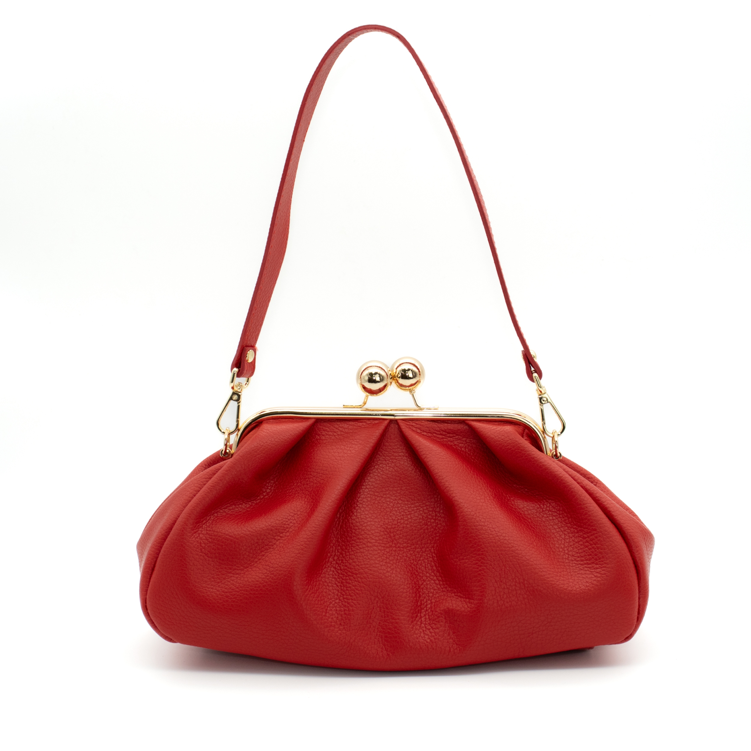 Torebka Skórzana Elira Czerwona Klasyczna Elegancja